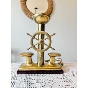 Italian Foresti and Suardi Captain's Boat Anchor Lamp - Solid Brass & Teak Wood